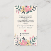 Pink Blumenstanze Illustration danke Visitenkarte (Rückseite)