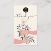 Pink Blumenstanze Illustration danke Visitenkarte (Vorderseite)