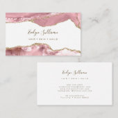 Pink Blush Agate Business Card Visitenkarte (Vorne/Hinten)