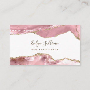 Pink Blush Agate Business Card Visitenkarte