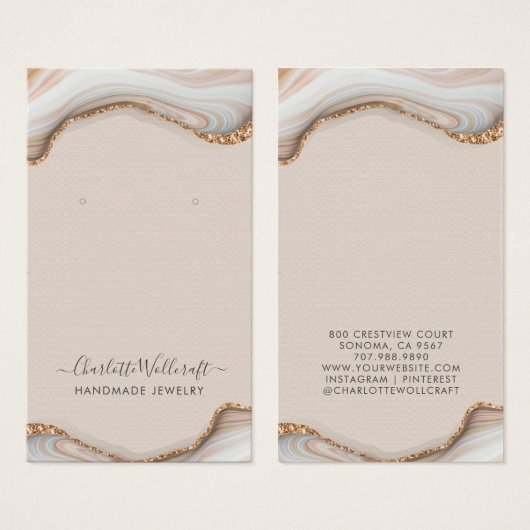 Pink Blush Agate Marbour Geode Earring Display Car (Vorne & Hinten)