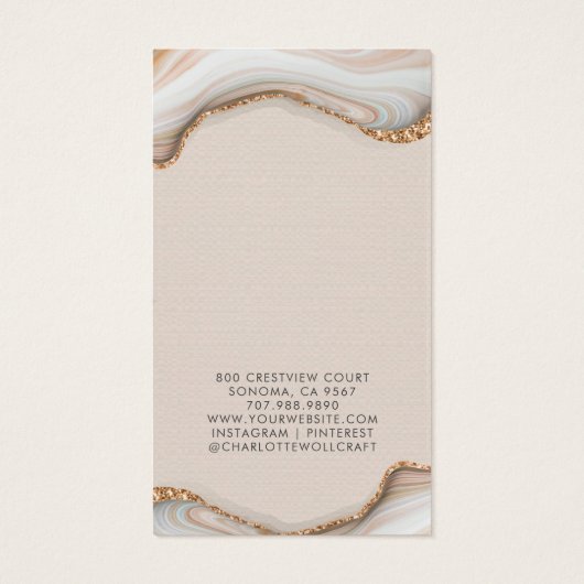 Pink Blush Agate Marbour Geode Earring Display Car (Rückseite)