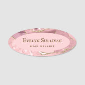 Pink Blush Agate Name Tag Namensschild (Vorderseite)