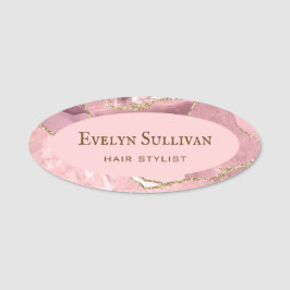 Pink Blush Agate Name Tag Namensschild