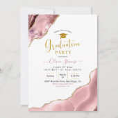 Pink Blush and Gold Agate Graduation Party Einladung (Vorderseite)