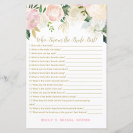 Pink Blush and Gold Brautparty Game DRUCKT