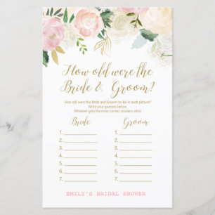 Pink Blush and Gold Brautparty Game DRUCKT