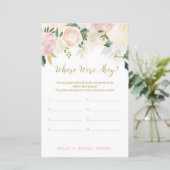 Pink Blush and Gold Brautparty Game DRUCKT (Stehend Vorderseite)