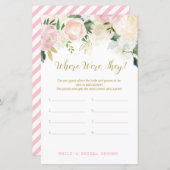 Pink Blush and Gold Brautparty Game DRUCKT (Vorne/Hinten)