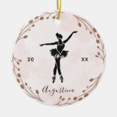 Pink Blush Ballett Tänzer Ballerina Name & Year Keramik Ornament (Vorne)