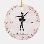 Pink Blush Ballett Tänzer Ballerina Name & Year Keramik Ornament (Hinten)