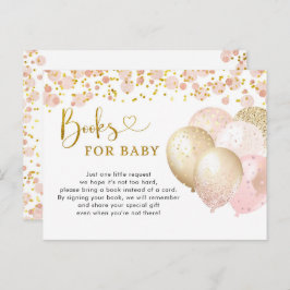 Pink Blush Ballon Babydusche Bücher für Baby Einladungspostkarte
