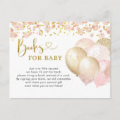 Pink Blush Ballon Babydusche Bücher für Baby Einladungspostkarte (Vorderseite)