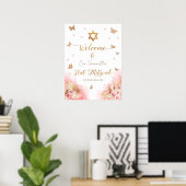 Pink Blush Bat Mitzvah Begrüßung Schildschaumplatt Poster (Heimbüro)