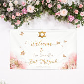 Pink Blush Bat Mitzvah Begrüßungszeichen Banner
