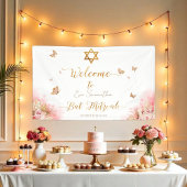 Pink Blush Bat Mitzvah Begrüßungszeichen Banner