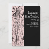 Pink Blush & Black Paint Sweet 16 JEDES ALTER Part Einladung (Vorderseite)