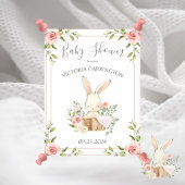 Pink Blush Bloral Bunny Baby Dusche Poster