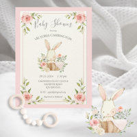 Pink Blush Bloral Bunny Rabbit Babydusche