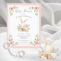 Pink Blush Bloral Bunny Rabbit Babydusche