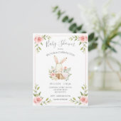 Pink Blush Bloral Bunny Rabbit Babydusche Postkarte (Stehend Vorderseite)