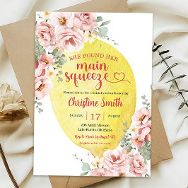 Pink Blush Bloral Lemon Main Squeeze Brautparty Einladung