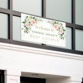 Pink Blush Blume Babydusche Begrüßungszeichen Banner (Äußeres Gebäude)
