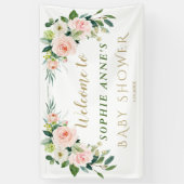 Pink Blush Blume Babydusche Begrüßungszeichen Banner (Vertikal)
