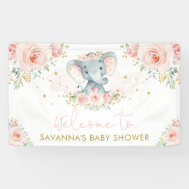Pink Blush Blume Elephant Baby Girl Willkommen Banner