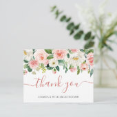 Pink Blush Blume Grüne Florenz Vielen Dank Postkarte (Stehend Vorderseite)