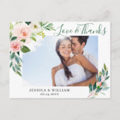 Pink Blush Blume Grüne Florenz Vielen Dank Postkarte (Vorderseite)