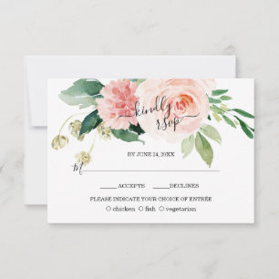 Pink Blush Blume Hochzeit der Aquakultur RSVP Karte