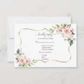 Pink Blush Blume Kalligraphie Hochzeit RSVP Karte (Vorderseite)