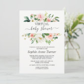 Pink Blush Blume Virtual Baby Dusche per Mail Einladung (Stehend Vorderseite)