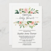 Pink Blush Blume Virtual Baby Dusche per Mail Einladung (Vorne/Hinten)