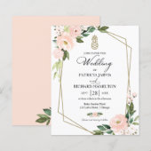 Pink Blush Blumenbudget Einladung Hochzeit (Vorne/Hinten)