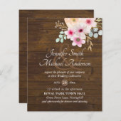 Pink Blush Blumengrün Hochzeit lädt zum BUDGET ein (Vorne/Hinten)