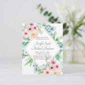 Pink Blush Blumengrün Hochzeit lädt zum BUDGET ein (Stehend Vorderseite)