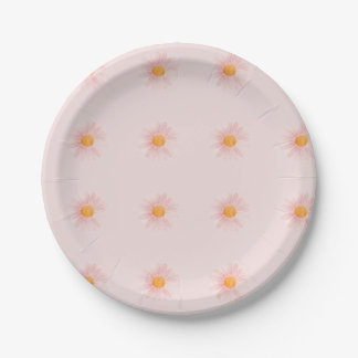 Pink Blush Boho Daisy Birthday Party Pappteller