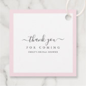 Pink Blush Bow Brautparty Danke, dass du gekommen  Geschenkanhänger (Rückseite)