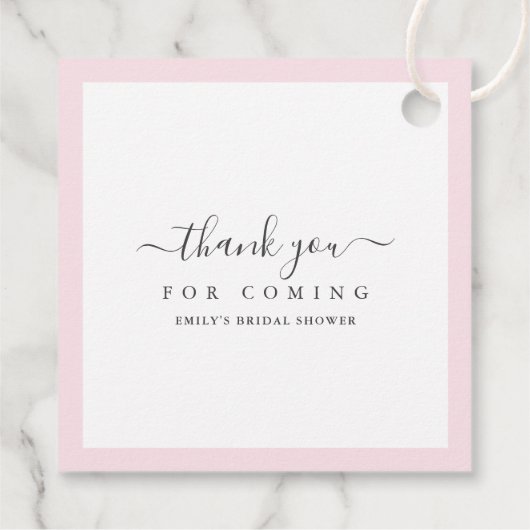 Pink Blush Bow Brautparty Danke, dass du gekommen Geschenkanhänger (Rückseite)
