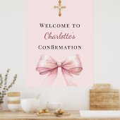 Pink blush bow Confirmation welcome Poster (Küche)