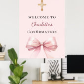 Pink blush bow Confirmation welcome Poster (Heimbüro)
