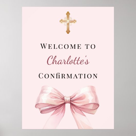 Pink blush bow Confirmation welcome Poster (Vorne)