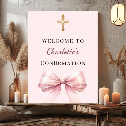 Pink blush bow Confirmation welcome Poster