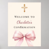 Pink blush bow ivory Confirmation welcome Poster (Vorne)