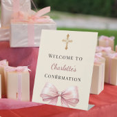 Pink blush bow ivory Confirmation welcome Sockelschild