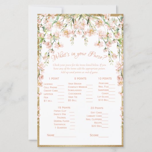 Pink Blush Brautparty Game (Vorderseite)