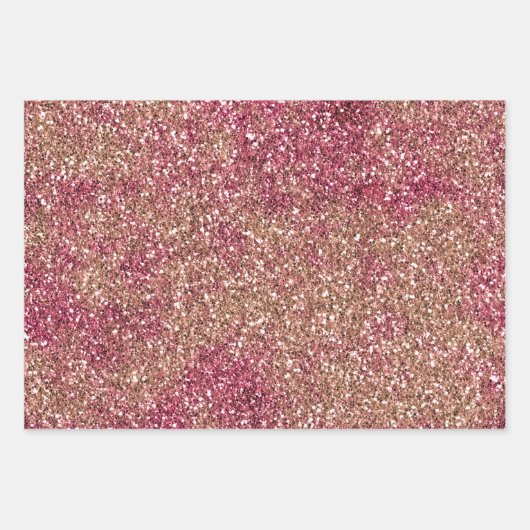 Pink Blush Bronze Ombre Sparkle Glitzer Geschenkpapier Set (Vorderseite 3)