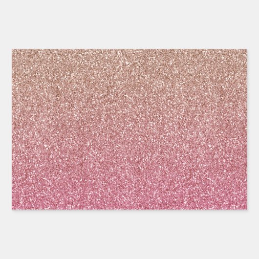 Pink Blush Bronze Ombre Sparkle Glitzer Geschenkpapier Set (Vorderseite)